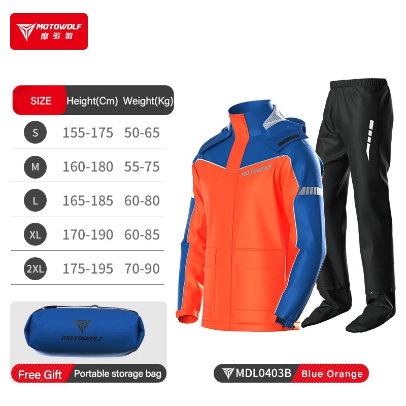 Motowolf เสื้อกันฝนมอเตอร์ไซค์ พร้อมกางเกง แถบสะท้อนแสง thumbnail 5