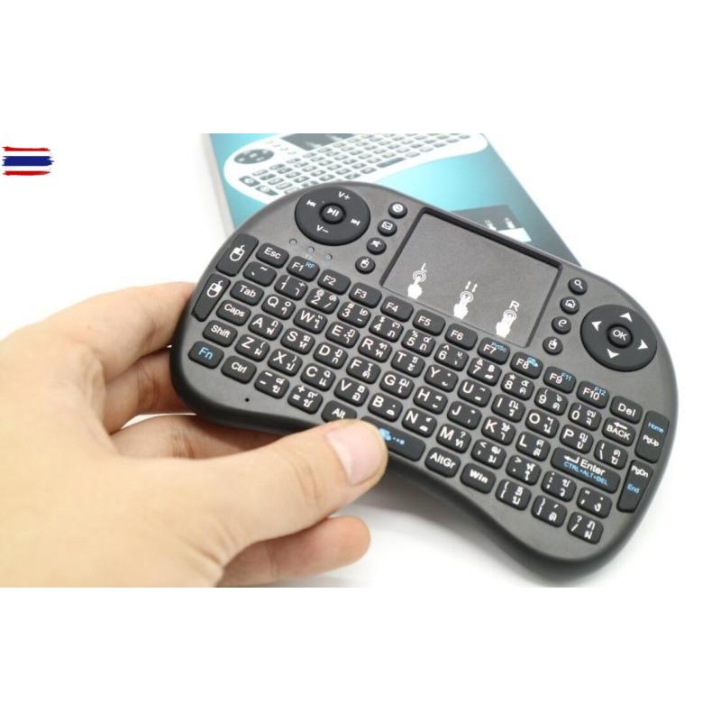 【Wireless keyboard แป้นพิมพ】Mini Wireless Keyboard แป้นพิมพ์ภาษาไทย 2.4 Ghz Touch pad คีย์อร์ด ไร้สา