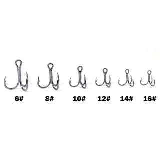 Outkit 10 ชิ้น 3x BLOOD SLOT Strong Super Sharp รอบ Treble Hook Antirust เหล็กคาร์บอนสูง 10-18 # Treble Hooks Fishing Tackle