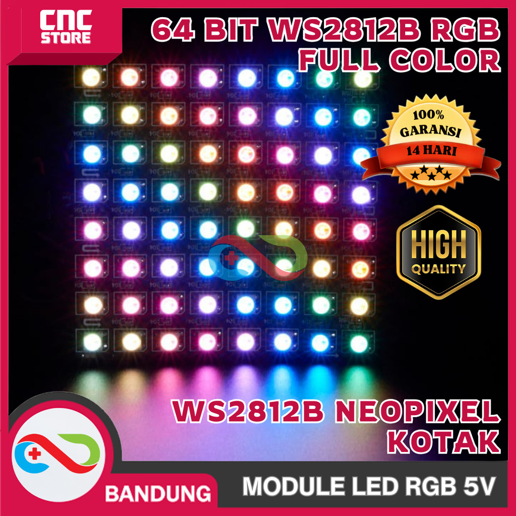 64 บิต WS2812B 5050 RGB LED DRIVER BOARD สีเต็ม 5V กล่อง