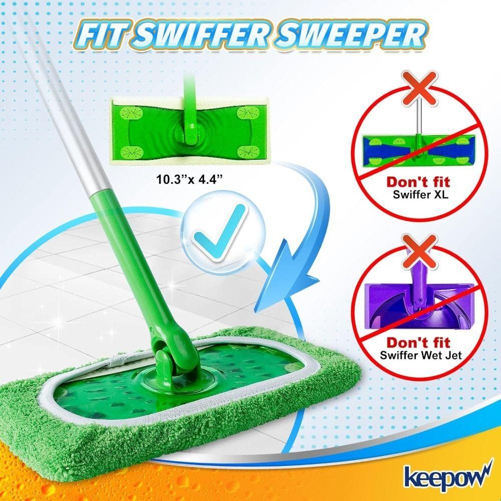 TYLER 6 ชิ้นผ้าไมโครไฟเบอร์ Mop,ไม่มีการส่องReusable Swifferเปลี่ยนผ้าม็อบ,ทําความสะอาดง่ายนุ่มดูดซับหนา Mopเปลี่ยนผ้าSwiffer Sweeper - รูปที่ 3
