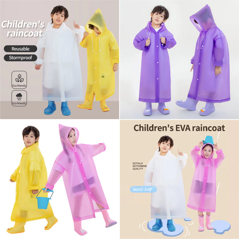 เสื้อกันฝนเด็ก สีลูกอม 2 ชิ้น thumbnail 3