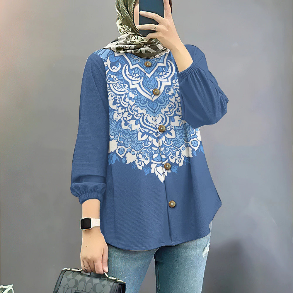 2025 Baju Deepavali ชาติพันธุ์ Vintage เสื้อมุสลิมพร้อมปุ่มราคาถูก Diwali เสื้อแขนยาวผู้หญิงดอกไม้เส
