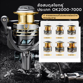 💸ส่งฟรี OK2000-7000 รอกสปินนิ่ง รอกเบส ไม่มีช่องว่างรอกตกปลารอกเบ็ดตกปลา5.2:1แรงลากสูง50KG กันสนิม คันเบ็ดทะเล ตกปลาทะเล