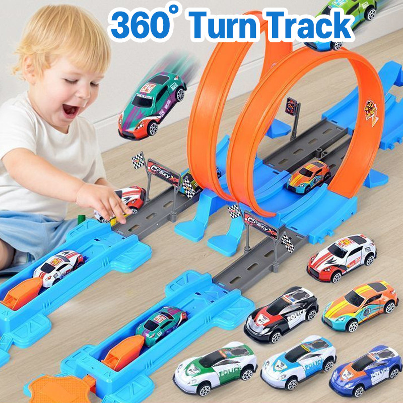 พร้อมส่ง รถของเล่น 360 ํ Turn Track ชุดรางแข่งยกระดับ รถตีลังกา รางรถแข่ง Hot Wheels Double Loop