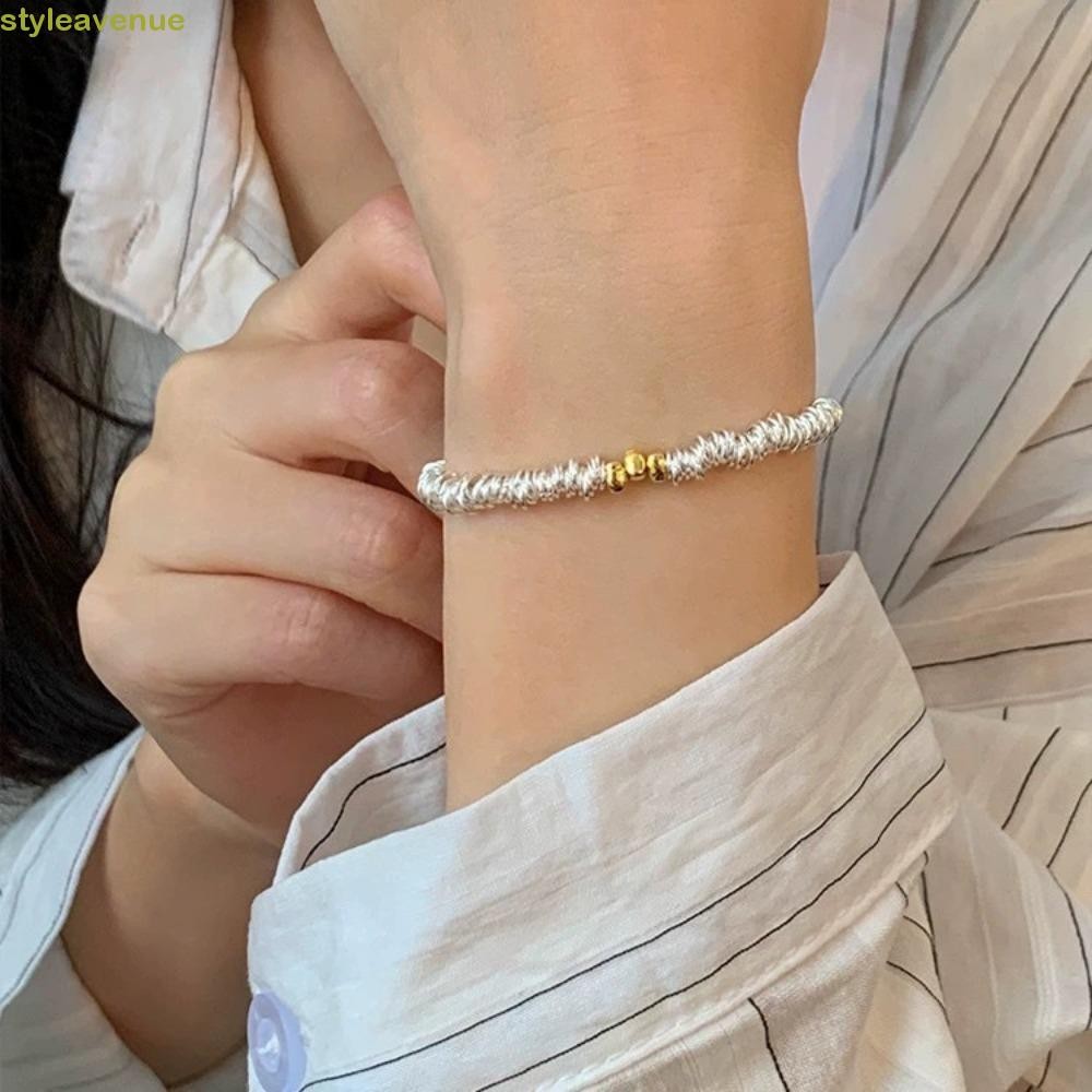 สไตล์เวนอุ สร้อยข้อมือป้องกันไฟฟ้าสถิตย์,ปรับเงินสีทองสีทอง ออกไซด์ ชุบไฟฟ้า สร้อยข้อมือ,แฟชั่น เรียบง่าย พังก์วินเทจเรขาคณิตลูกปัดสร้อยข้อมือของขว – โปรปัง