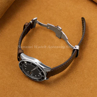 Retro Cowhide Quick Release สายนาฬิกา 14 มม.16 มม.18 มม.20 มม.22 มม.24 มม.หนังแท้หัวเข็มขัดผีเสื้อ Watchband ผู้ชายผู้หญิงธุรกิจสร้อยข้อมือเข็มขัด