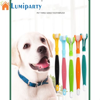 Lumiparty แปรงสีฟัน 3 หัว กําจัดกลิ่นปาก ทําความสะอาดช่องปาก สําหรับสัตว์เลี้ยง