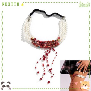 Nextth สายโซ่คล้องขา ประดับไข่มุกเทียม หลายชั้น เครื่องประดับ สําหรับแต่งคอสเพลย์ ร่างกาย ต้นขา ปาร์ตี้ฮาโลวีน