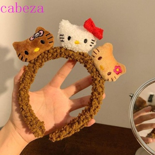 Cabeza ที่คาดผม ผ้ากํามะหยี่ขนนิ่ม ลายการ์ตูนแมวน่ารัก สไตล์เกาหลี สําหรับล้างหน้า