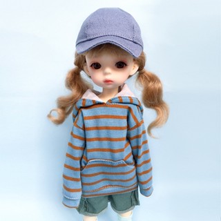 เสื้อกันหนาวแขนยาว มีฮู้ด ลายทาง 6 จุด BJD 1/6 yosd 30 ซม. สําหรับเด็ก