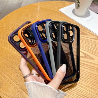 เคสโทรศัพท์มือถือแบบแข็ง ใส กันกระแทก สีเทาไททัน สําหรับ iPhone 15 14 Pro Max 15Plus