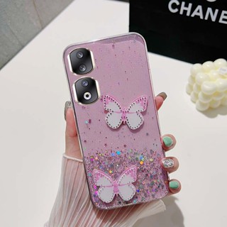 เคสโทรศัพท์มือถือ ซิลิโคนนิ่ม ปิดด้านหลัง ลายผีเสื้อ ท้องฟ้ากลางคืน หรูหรา สําหรับ Honor 90 Pro 5G