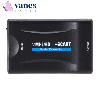 Vanes1 อะแดปเตอร์แปลง HDMI เป็น SCART, HDMI เป็นเอาต์พุต SCART, อินพุต HDMI สีดํา แบบพกพา สายเชื่อมต่อวิดีโอ DVD