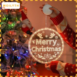 Moilyth สายไฟ Led อะคริลิค ทรงกลม ลาย Merry Christmas 2024 สําหรับตกแต่งปาร์ตี้คริสต์มาส