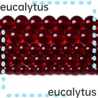 Eucalytus1 ลูกปัดแก้วคริสตัล สีแดง ทรงกลม 6 มม. สําหรับทําเครื่องประดับ DIY 126 ชิ้น