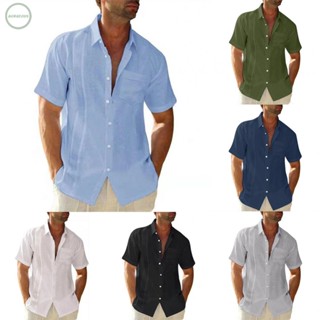 GORGEOUS~Men Shirt Casual Dress Guayabera Cuban Leightweight Party Short Sleeve