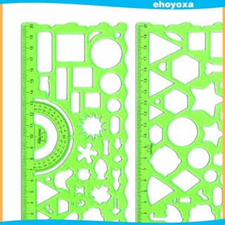 [Ehoyoxa] ไม้บรรทัดแม่แบบ ลายฉลุเรขาคณิต 20 ซม. อเนกประสงค์ สําหรับวาดภาพระบายสี 7 ชิ้น