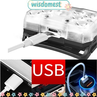 WISDOMEST ไฟฉายคาดศีรษะ LED TYPE-C แบบชาร์จไฟได้ สําหรับเดินป่า ตกปลา กลางแจ้ง