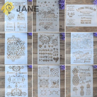 Jane แผ่นสเตนซิลฉลุลายนูน DIY สําหรับตกแต่งผนัง