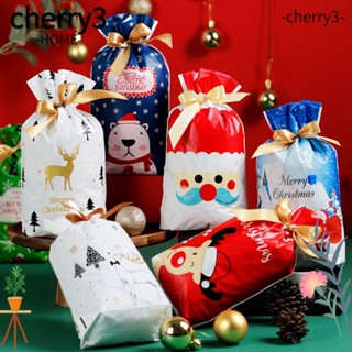 Cherry3 ถุงขนมคุกกี้ ลายสโนว์แมน คริสต์มาส สีโปร่งใส 50 ชิ้น