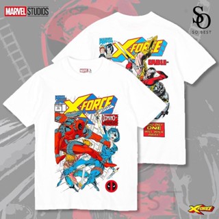 SO.BEST เสื้อยืด Marvel Dead Pool VS X-FORCE ผ้าขาว สกรีนหน้า-หลัง ลิขสิทธิ์แท้ มาร์เวล