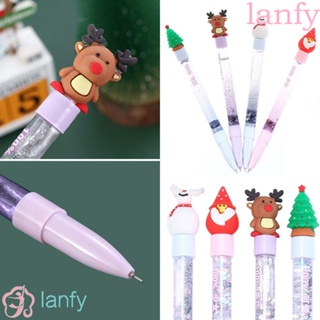 Lanfy ปากกาเจล แบบทรายดูด ลายต้นคริสต์มาส กวางน่ารัก เครื่องเขียนสํานักงาน โรงเรียน ของขวัญคริสต์มาส