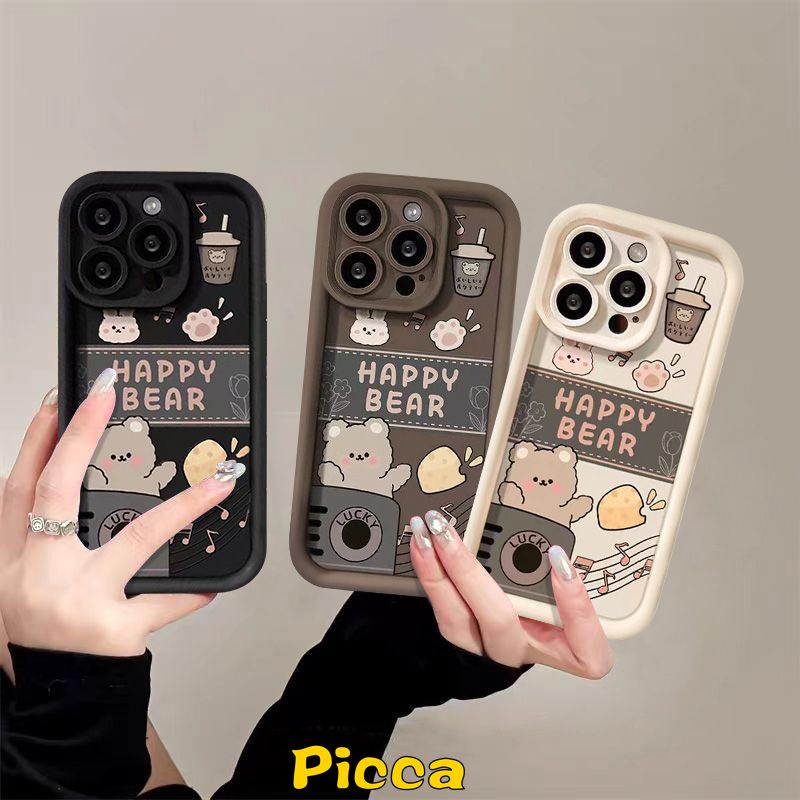เคสโทรศัพท์มือถือ ลายการ์ตูนหมีชานมน่ารัก สําหรับ Oppo A57 A38 A18 A17k A16s A55 A15S A17 A96 A53 A55 A12 A77 A1k A16 A7 A5s A76 A74 A3s A54s A95 A31 A9 A16E A52 A16K A77s