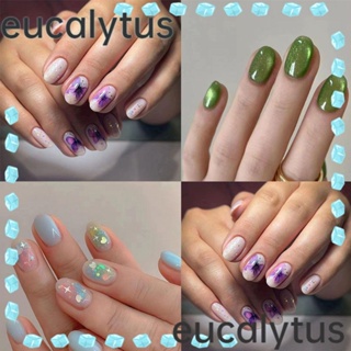 Eucalytus1 เล็บปลอม ทรงวงรี ยาว ลายผีเสื้อ สีม่วง ถอดออกได้ สําหรับผู้หญิง