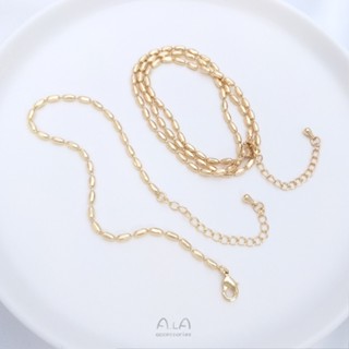 Ala สร้อยคอโซ่ลูกปัด สีทอง 14K แฮนด์เมด diy อุปกรณ์เสริม สําหรับทําเครื่องประดับ สร้อยคอ สร้อยข้อมือ