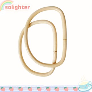 Solighter ด้ามจับไม้ไผ่ ทรงวงรี น้ําหนักเบา DIY สําหรับกระเป๋า งานฝีมือ 2 ชิ้น