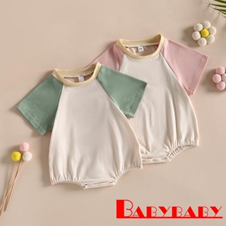 Babybaby-ทารกแรกเกิด ลําลอง สีตัดกัน Raglan แขนสั้น Romper