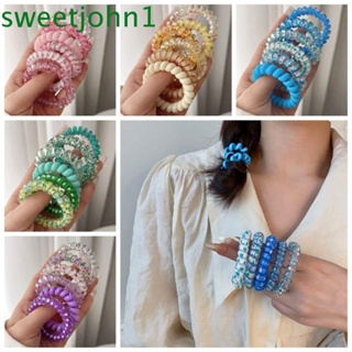 Sweetjohn ยางรัดผม แบบเกลียว หลากสี 6 ชิ้น ต่อชุด