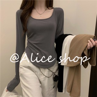 Alice เสื้อครอป เสื้อแฟชั่นผู้หญิง สีพื้น สําหรับผู้หญิง ใส่ไปคลับ ปาร์ตี้ 2023 NEW WTX2390OVE 37Z230911