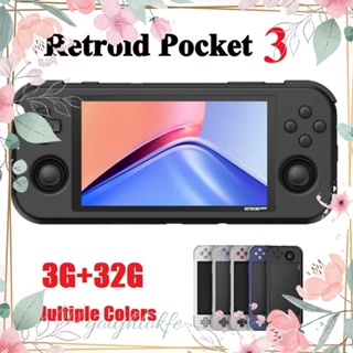 Retroid Pocket 3 เครื่องเล่นเกมคอนโซลวิดีโอเกม 3G+32G หน้าจอสัมผัส IPS 4.7 นิ้ว Android 11 OS A