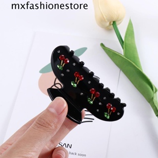 Mxfashione กิ๊บติดผม รูปเชอร์รี่ ประดับเพชร คริสตัล พลอยเทียม สีดํา สีขาว เครื่องประดับผม