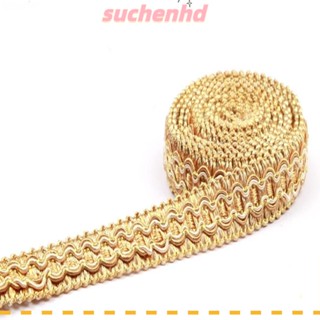 Suchenhd ริบบิ้นผ้าโพลีเอสเตอร์ถัก สีทอง ขอบ 0.78 นิ้ว 12.5 หลา สําหรับผ้าม่าน