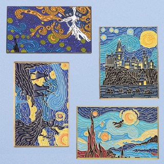 เข็มกลัด รูปการ์ตูนภาพวาดสีน้ํามัน รูปการ์ตูน Starry Night Van Gogh เหมาะกับของขวัญ สําหรับแฟนคลับ