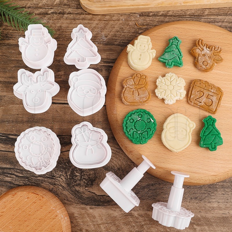 แม่พิมพ์กดคุ้กกี้ บิสกิต ลายคริสต์มาส 3D เพ้นท์มือ DIY สําหรับตกแต่งเค้ก 4 ชิ้น ต่อชุด