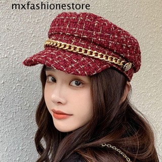 Mxfashione หมวกเบเร่ต์ลําลอง ลายสก๊อต หรูหรา สไตล์เกาหลี ให้ความอบอุ่น สําหรับผู้หญิง