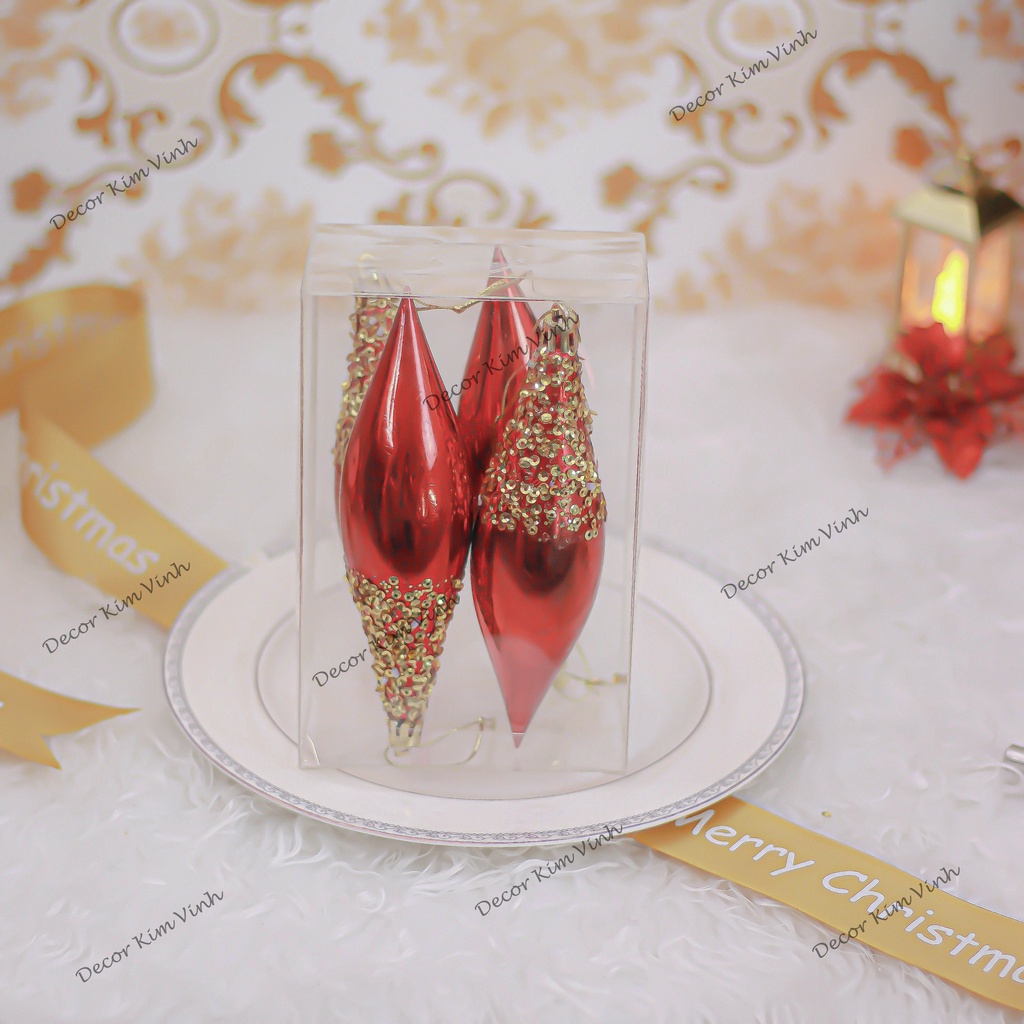 ชุดไข่มุกหยดน้ําลูกปัดบาง 4 ชิ้น E48 ตกแต่งต้นคริสต์มาส