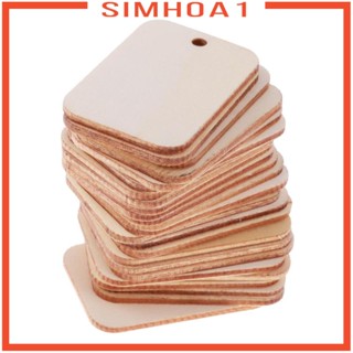 [Simhoa1] ป้ายแท็กไม้ธรรมชาติ ลายต้นคริสต์มาส 100 ชิ้น