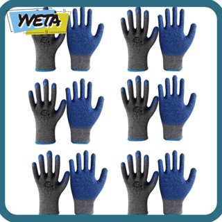 Yveta ถุงมือทําอาหาร แบบหนา สีเทา สีฟ้า 6 คู่