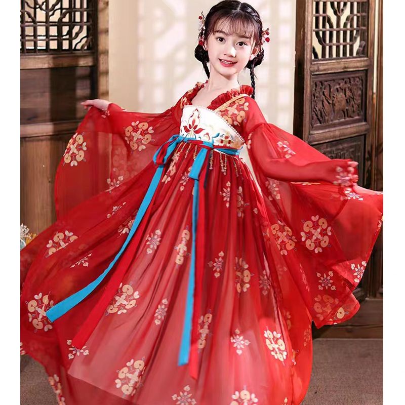 ชุดเดรสกระโปรง แฟชั่นฮั่นฝู สไตล์จีนโบราณ แฟชั่นฤดูใบไม้ผลิ และฤดูใบไม้ร่วง สําหรับเด็กผู้หญิง - รูปที่ 7