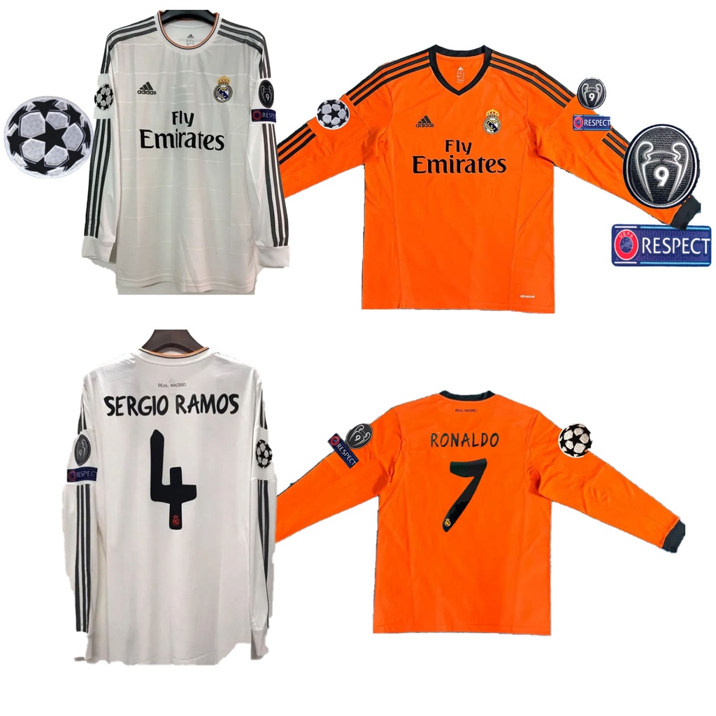 [Retro Issue] เสื้อกีฬาแขนยาว ลายทีมชาติฟุตบอล RONALDO ramos 13 14 ชุดเหย้า สําหรับผู้ชาย