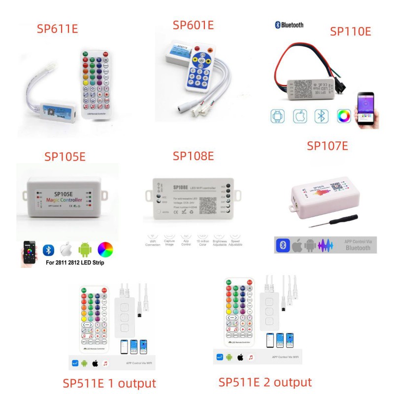 Dc5v-24v WS2812B WS2811 SK6812 Led พิกเซล Strip Light Controller บลูทูธ SP105E SP110E WIFI SP108E SP