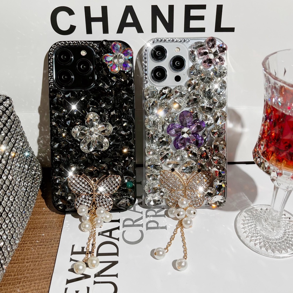แฟชั่น Rhinestone ผีเสื้อเคสโทรศัพท์สําหรับ Oppo Reno 15 Pro Max 16F 15F 14F 14 13 12 11 Pro 13Pro 1