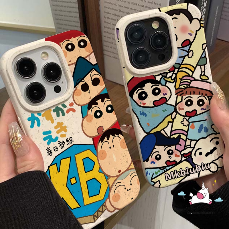 เคสโทรศัพท์มือถือ แบบนิ่ม ลายการ์ตูนชินจัง ย่อยสลายได้ สําหรับ iPhone XR 13 11 7plus 15 14 12 Pro MAX 8 X 7 6S 6 15 Plus SE 2020 XS MAX