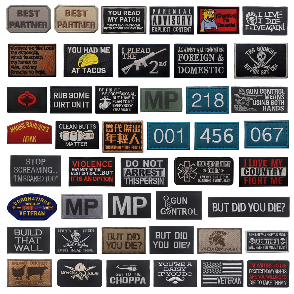 Velcro Patch ตัวอักษรภาษาอังกฤษ ARMY NAVY USMC เย็บปักถักร้อยสามมิติรหัสเกม 001 ผ้าสติกเกอร์กลางแจ้ง