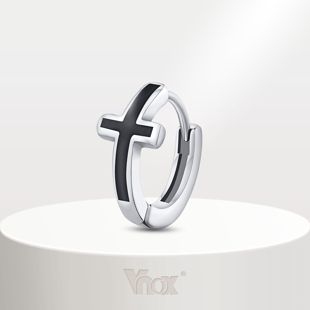 Vnox ต่างหูสเตนเลส รูปแหวนคริสเตียน เรียบง่าย เครื่องประดับ สําหรับผู้ชาย